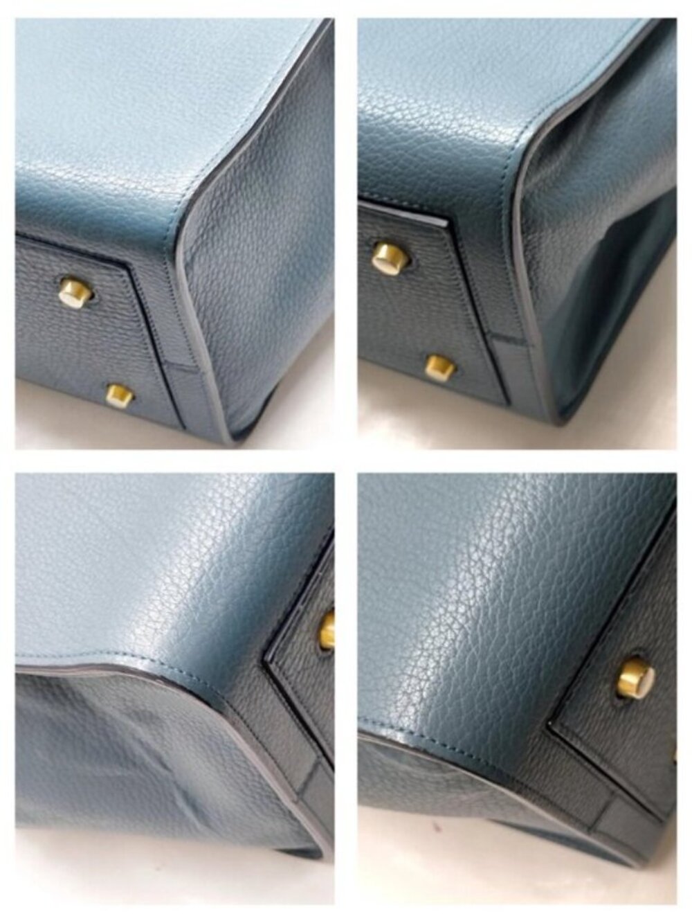 Authentic Celine Cabas Phantom Leather Tote Bag w/ Pouch Blue - Picture 7 of 16